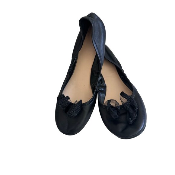 COLE HAAN Grand Os Black Leather Bow Ballet Flats Size 9 - Picture 7 of 10